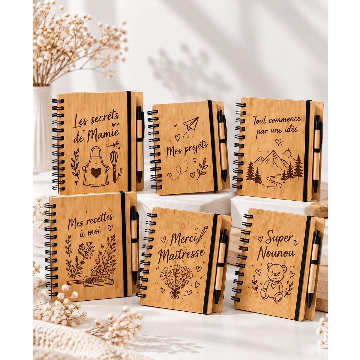 Carnet et stylo en bambou (à graver)