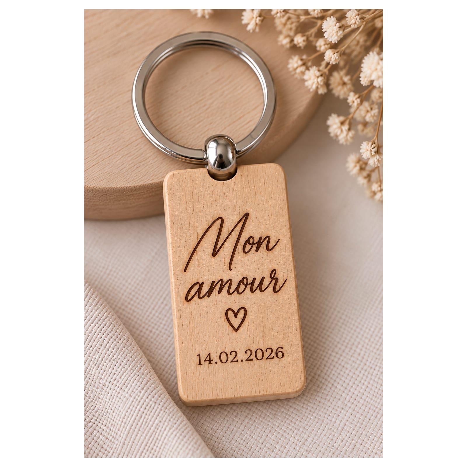Porte-clé bois rectangle