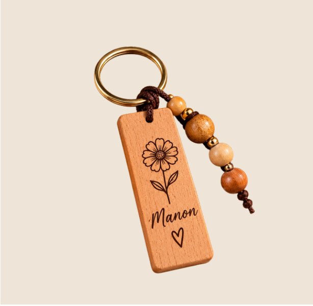 Porte-clefs rectangle avec perles (à graver)